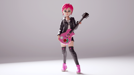 Punk girl 3D render