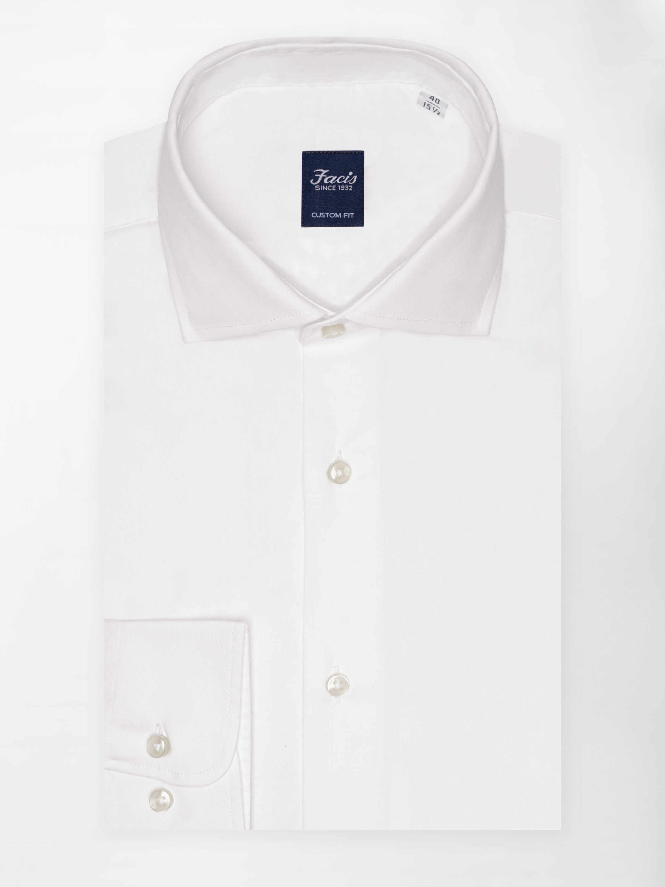 CAMICIA COLLO FRANCESE BIANCA IN COTONE POPELINE | CUSTOM FIT