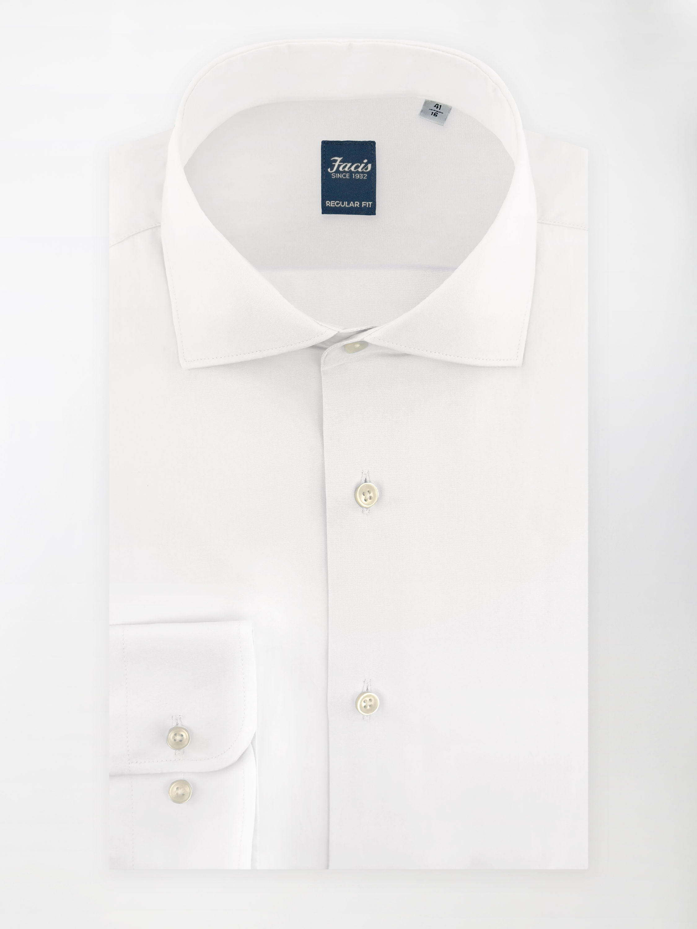 Camicia Bianca con Collo Francese - Regular Fit - Cotone Popeline