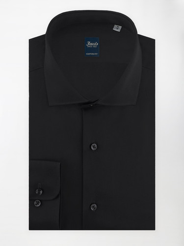 Camicia Nera con Collo Francese - Custom Fit - Cotone Popeline | Facis 1932  | Milano