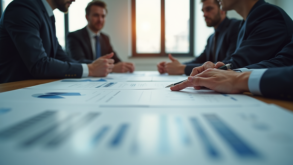 Eye-level view of a business meeting discussing project plans