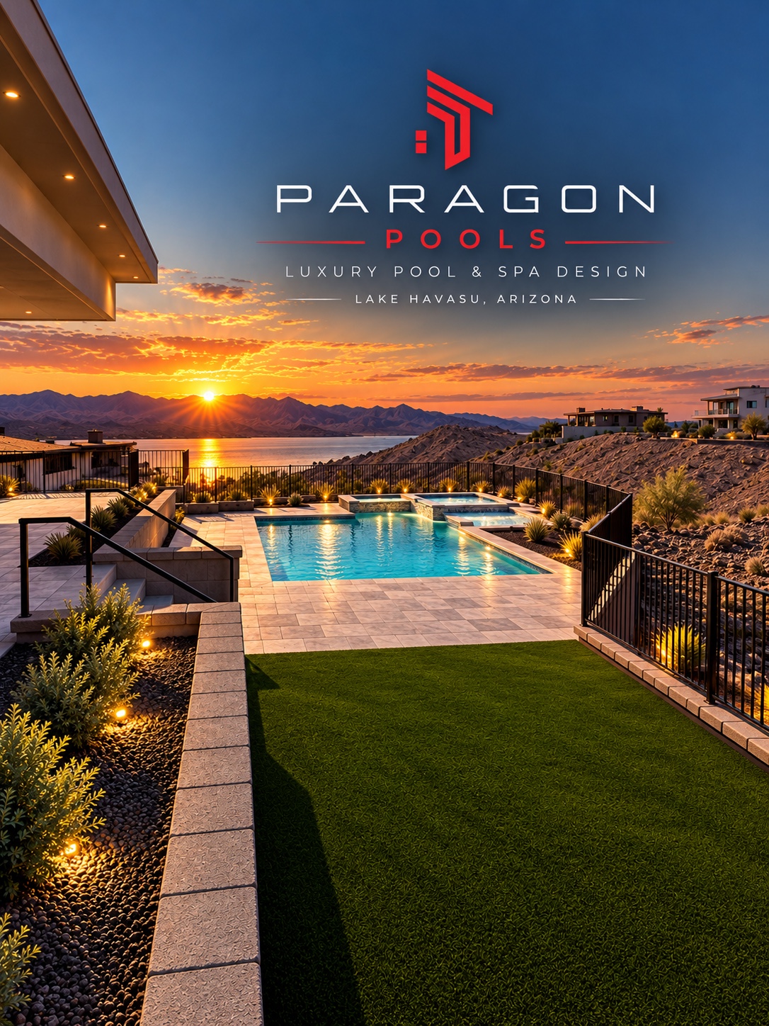Paragon Pools — sunset pool and outdoor living