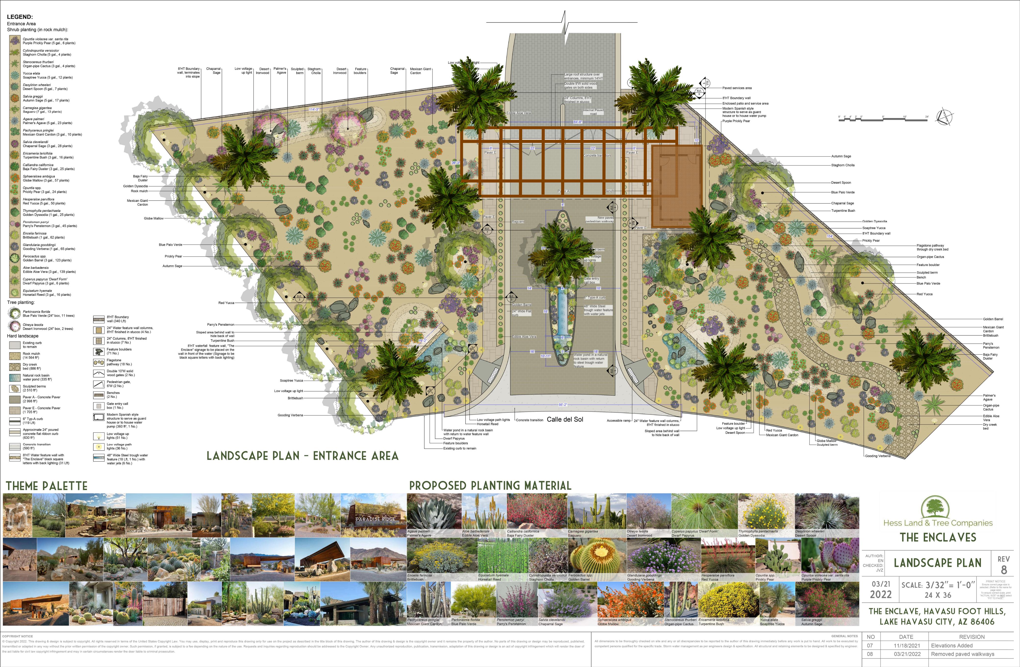 The Enclaves — front-entry landscape and planting plan