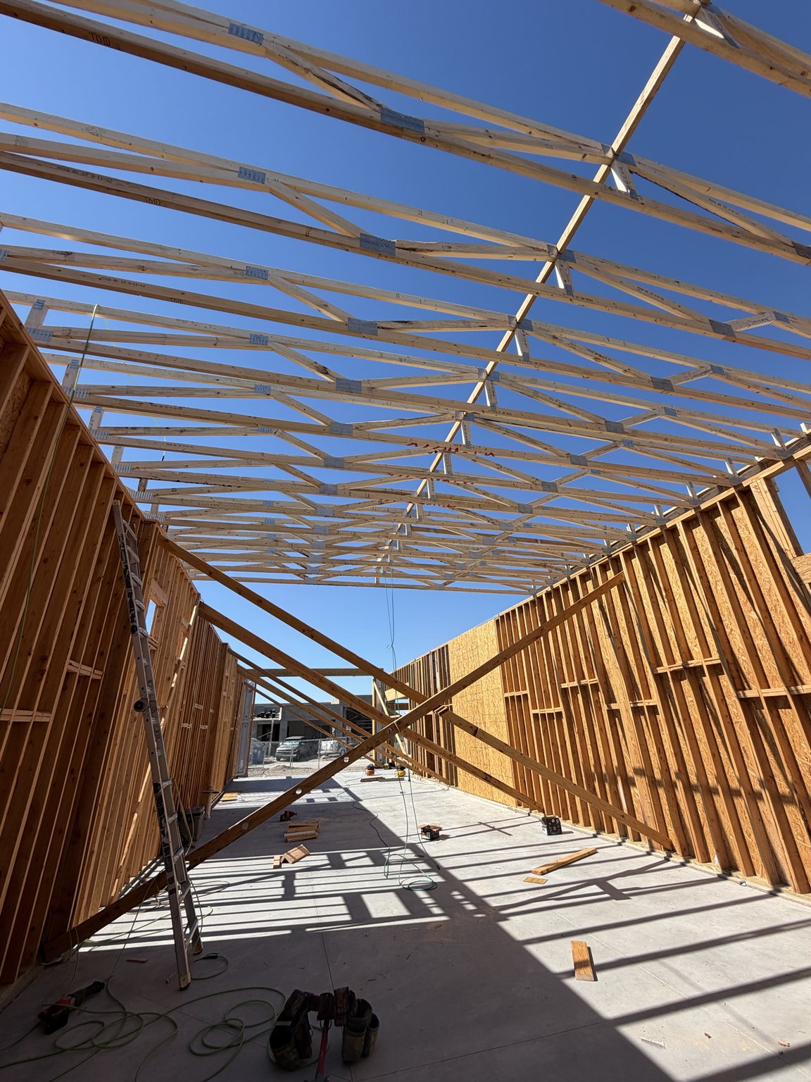 Inside the roof truss assembly