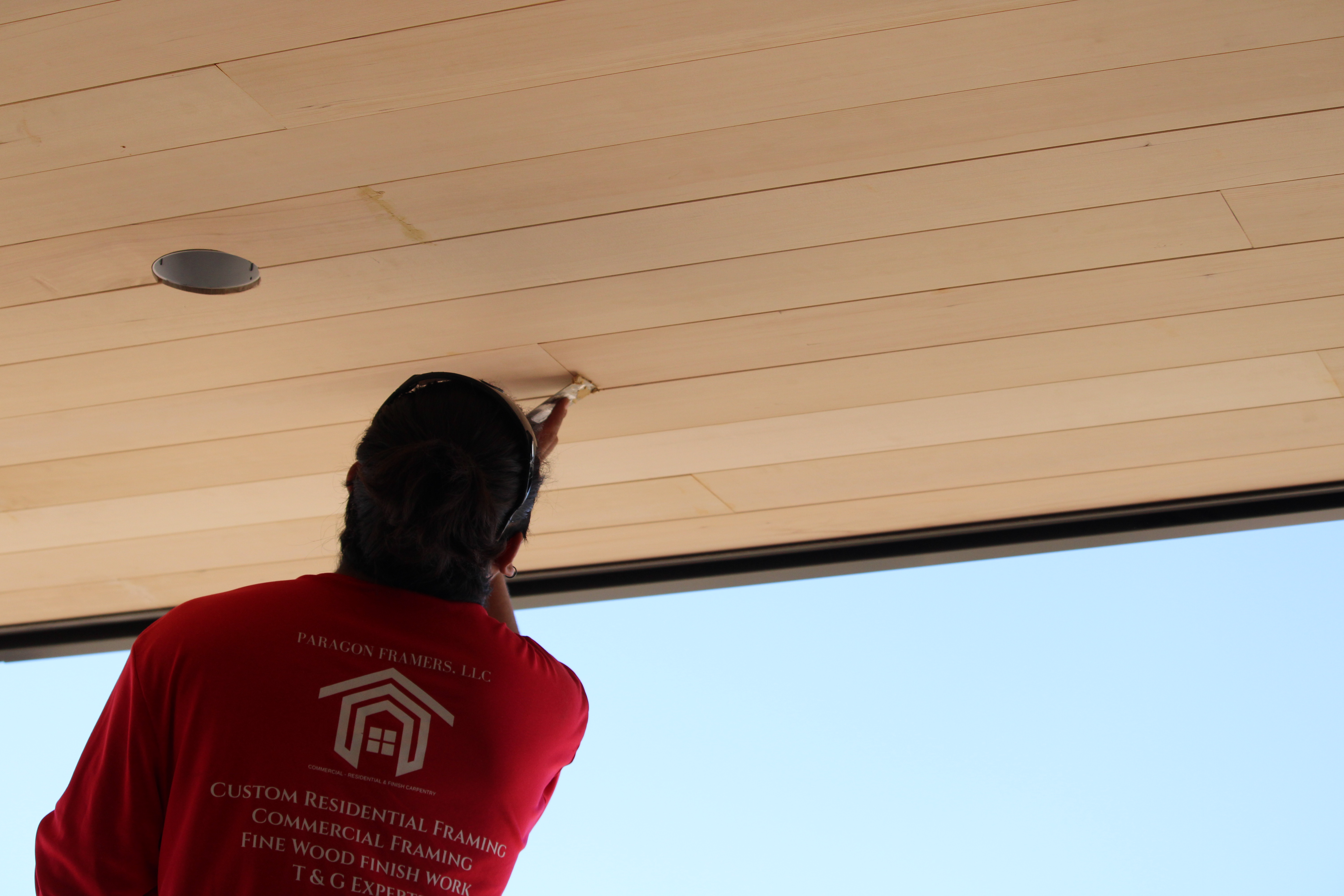 Tongue-and-groove installation — our crew at work