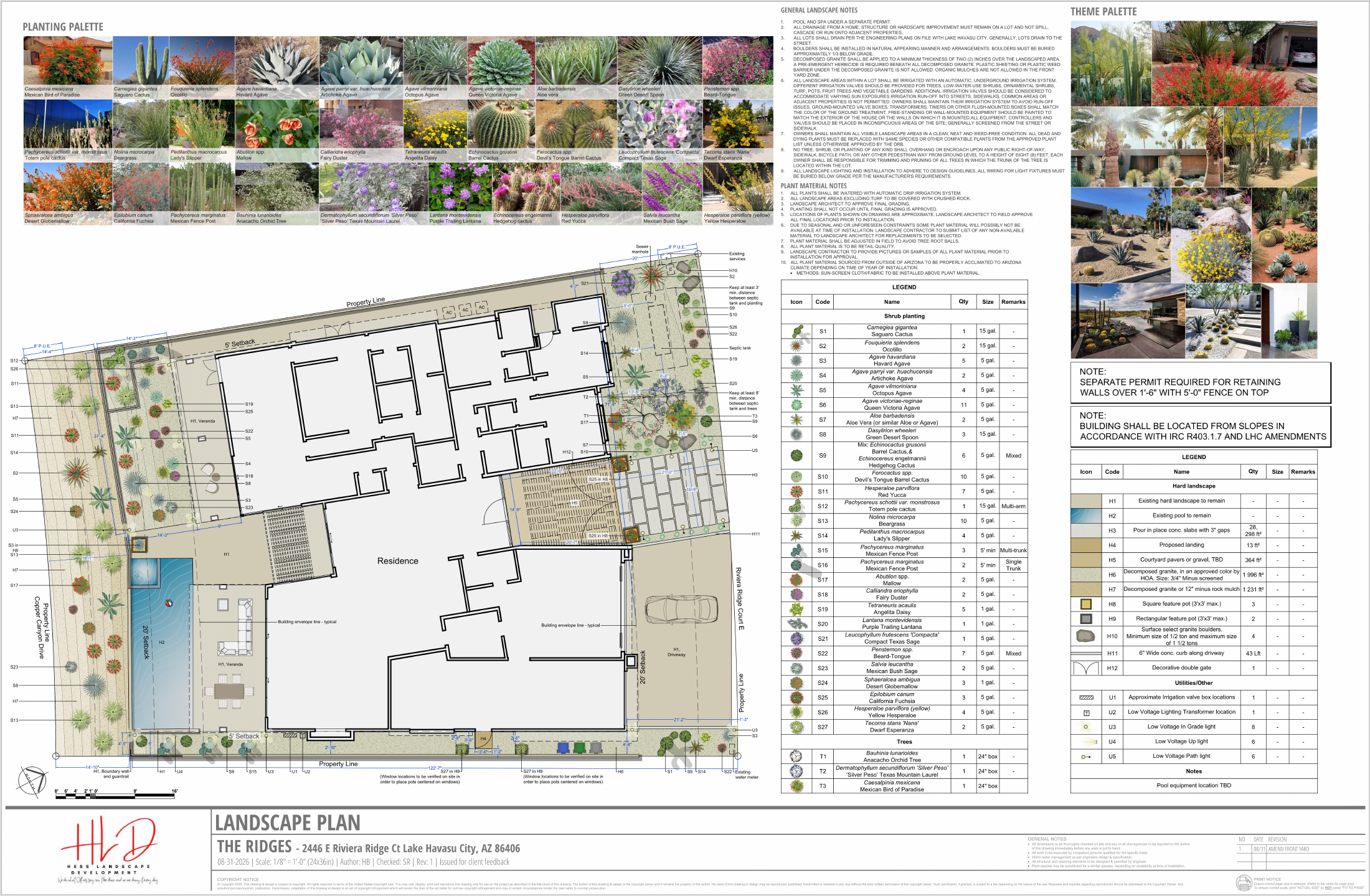 2446 Riviera Ridge, Lot 66 — landscape plan, Revision 1