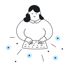 Illustration of a woman typing on a laptop