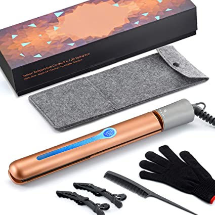 Healthy Styling,2-in-1 Digital LCD 265-450°F Straightening Flat Iron & Curling I