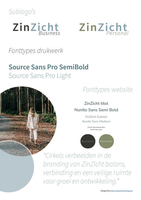 Basis Brand Moodboard voor ZinZicht Personal & Business door Markant Marketing