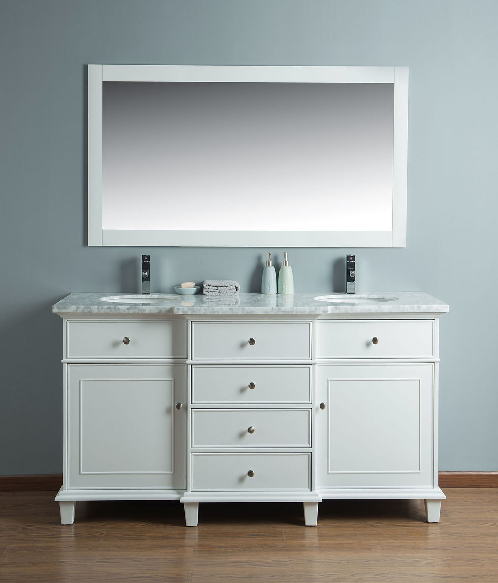 Thumbnail: Cadence White 60" Double Sink Vanity with Mirror
