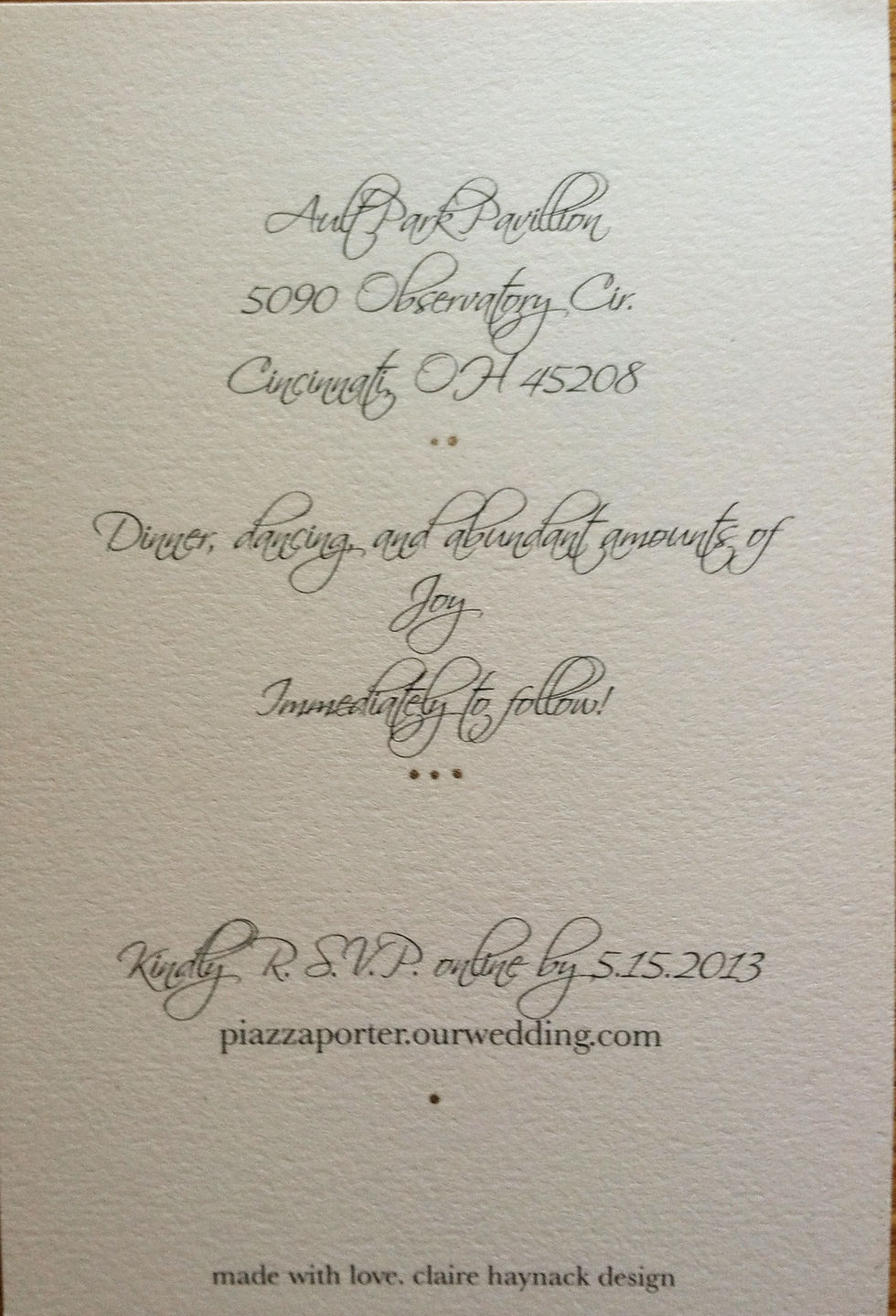 Piazza-Porter Wedding Invitation