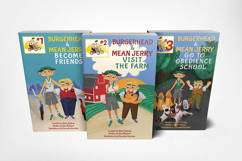 Burgerhead and Mean Jerry book covers 1-