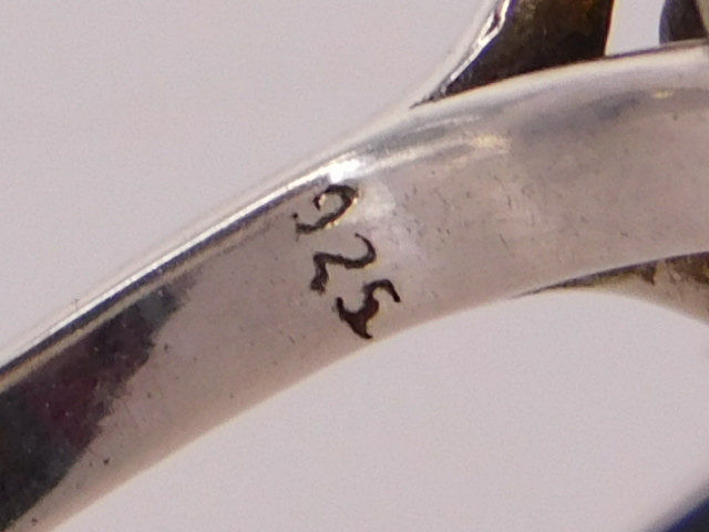 Thumbnail: Amber Ring, 1 stones, Silver 925, Size P 1/2