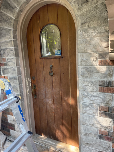 The door is patchy and worn out