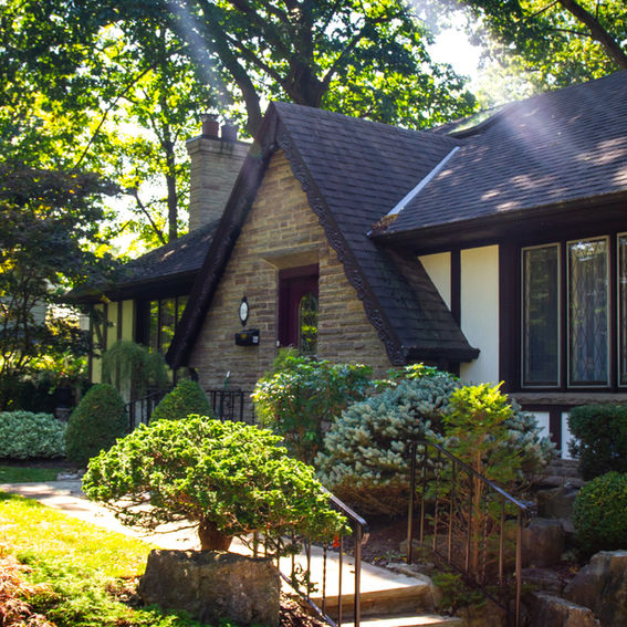 Exterior repaint of an old home in the Port Credit neighbourhood. Our team scraped off the old loose paint, sanded down the ridges, primed the trim and applied 2 coats of latex paint