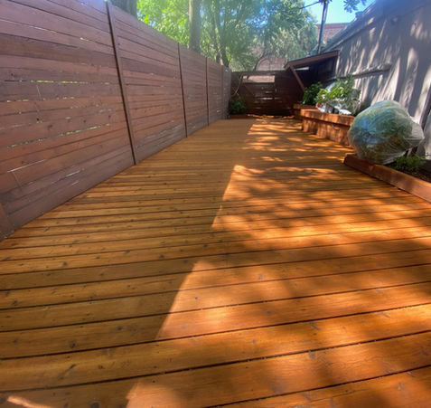 Exterior painting of stucco and concrete. Stripping and re-staining a deck.