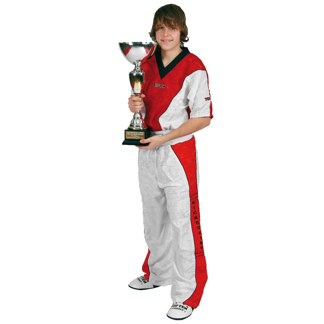 Uniforme Blanco Rojo Mesh Kickboxing TOPTEN