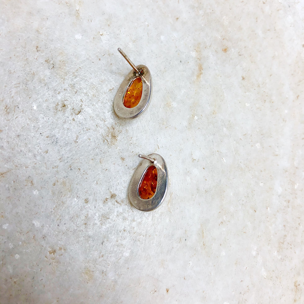 Thumbnail: Amber silver stud earrings