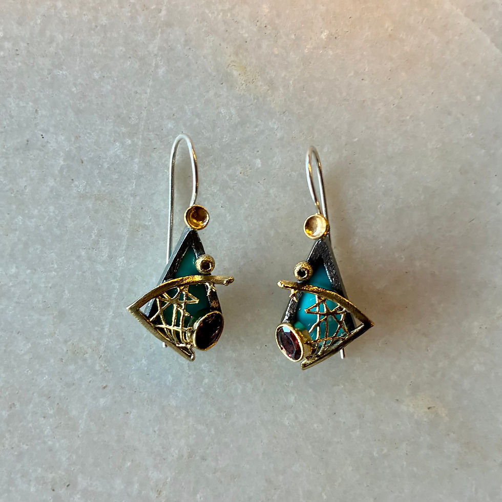 Thumbnail: Turquoise with tourmaline earrings