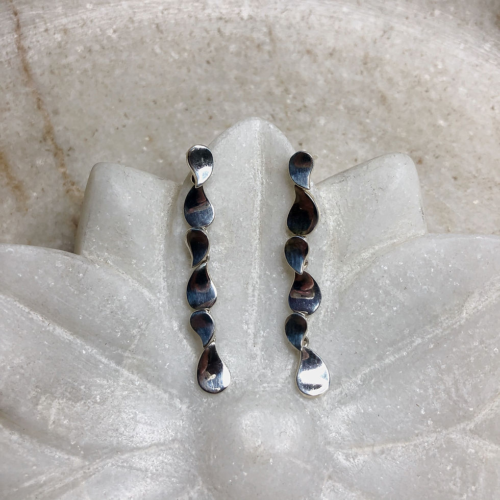 Teardrops falling silver post earrings