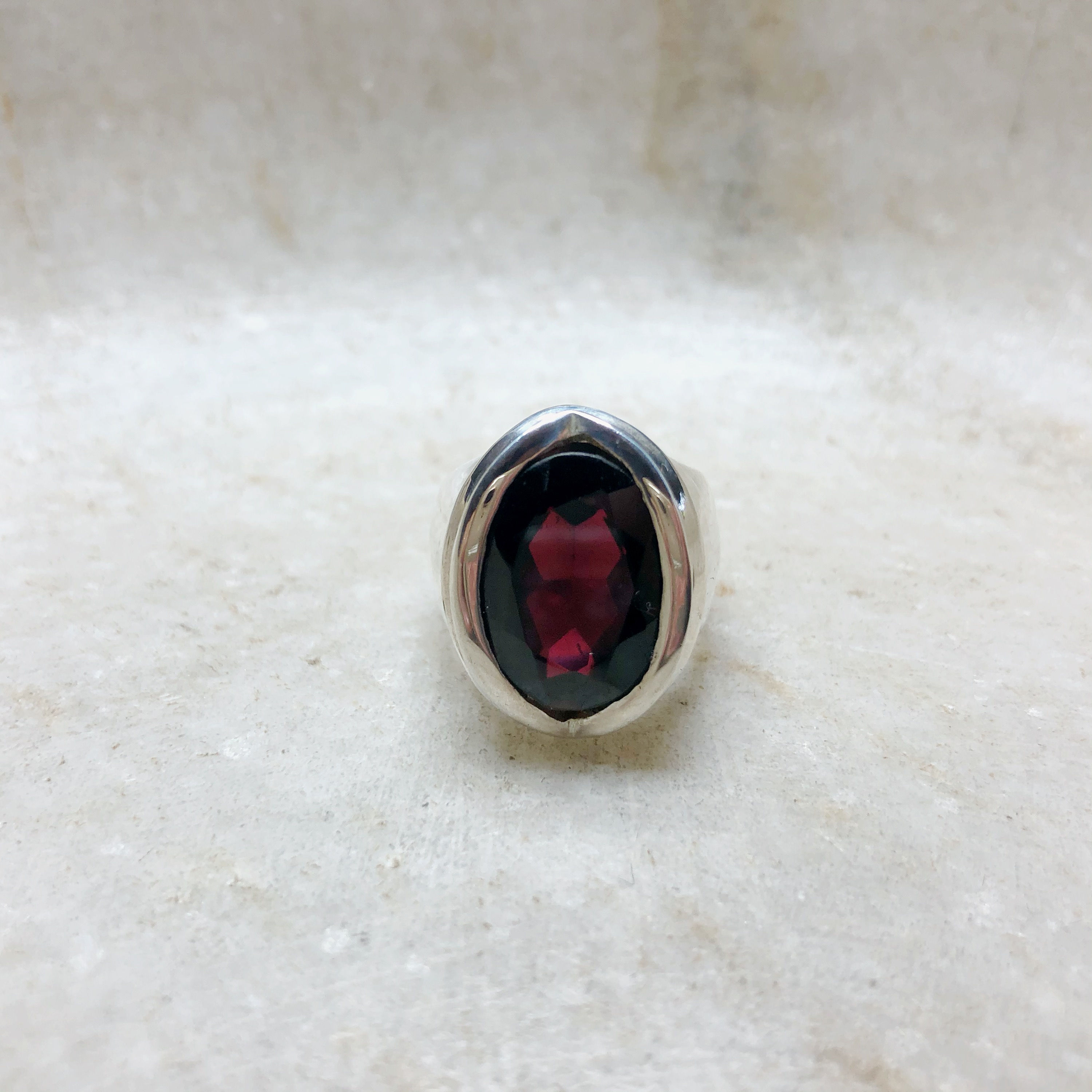 Garnet silver ring