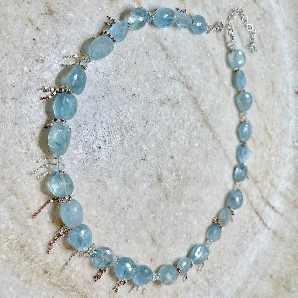 Thumbnail: Aquamarine silver dangle necklace