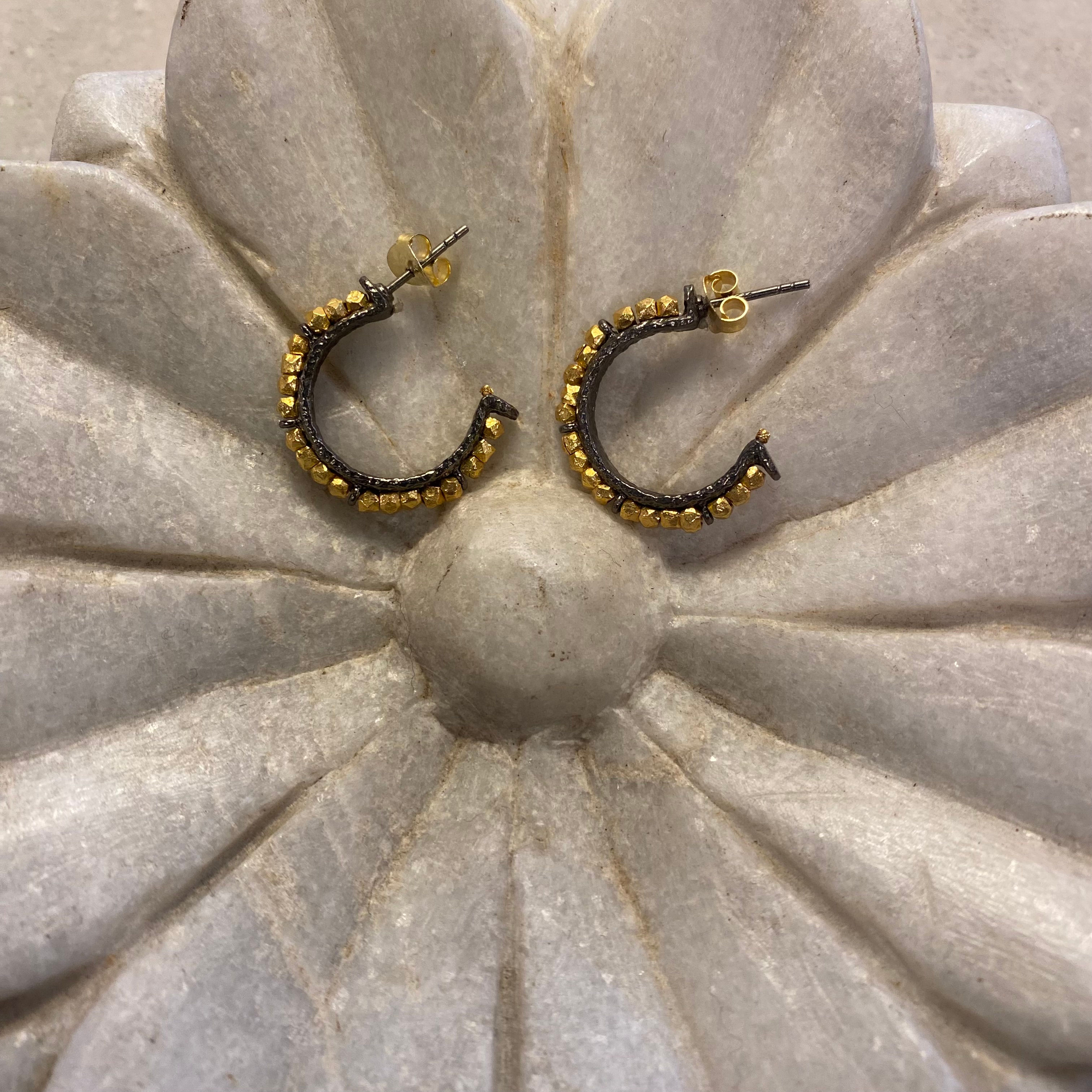 Small silver gold hoops