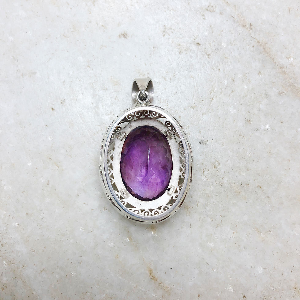 Thumbnail: Amethyst jali work silver pendant