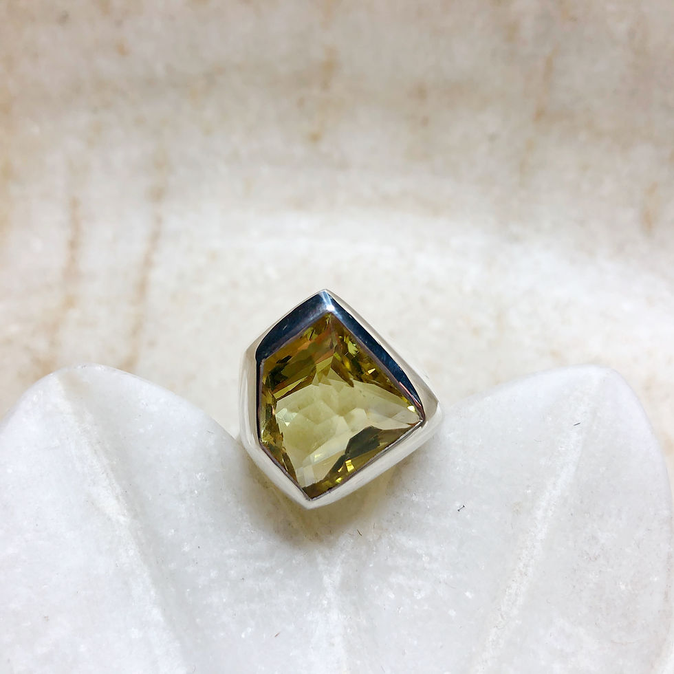 Lemon quartz silver ring