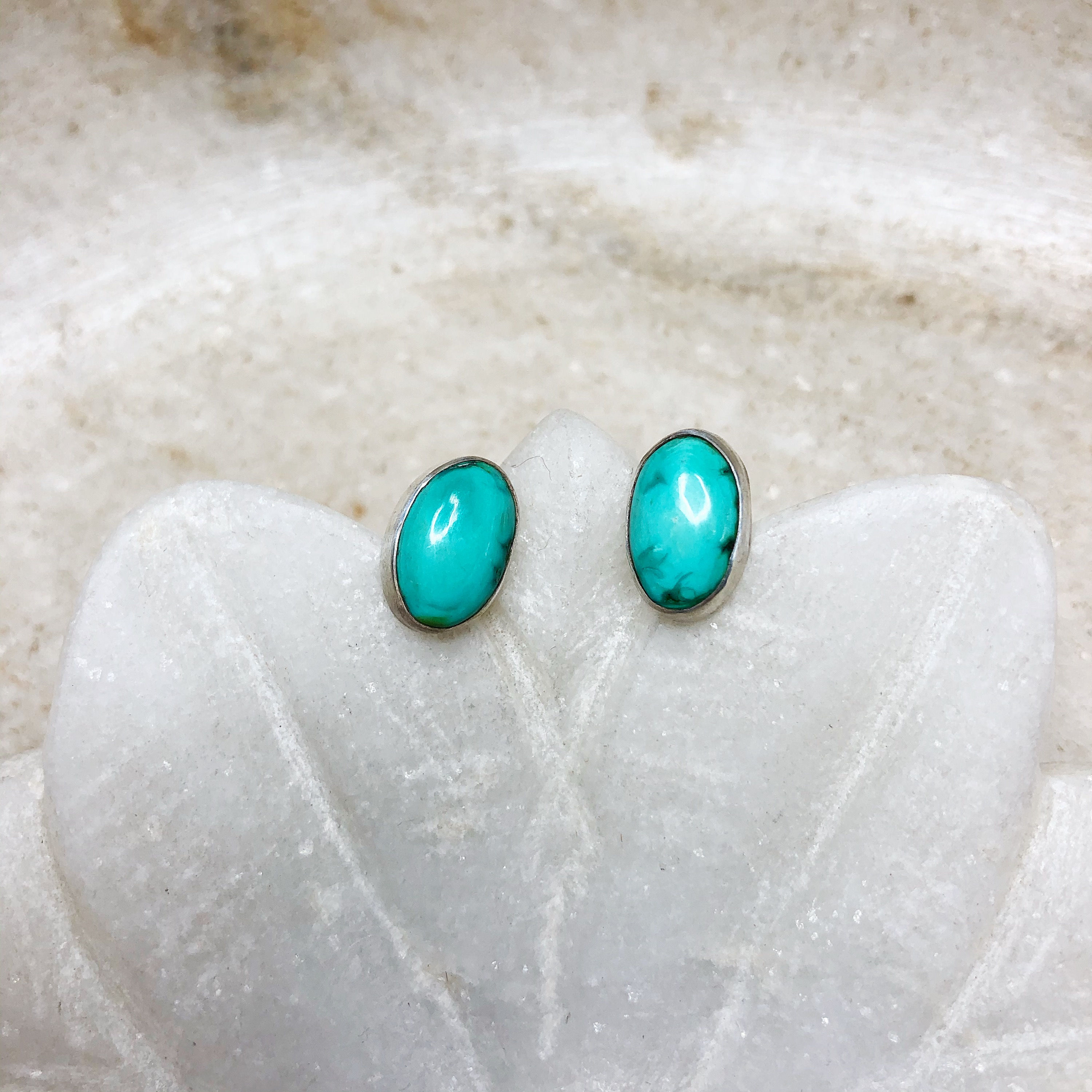 Turquoise silver stud earrings