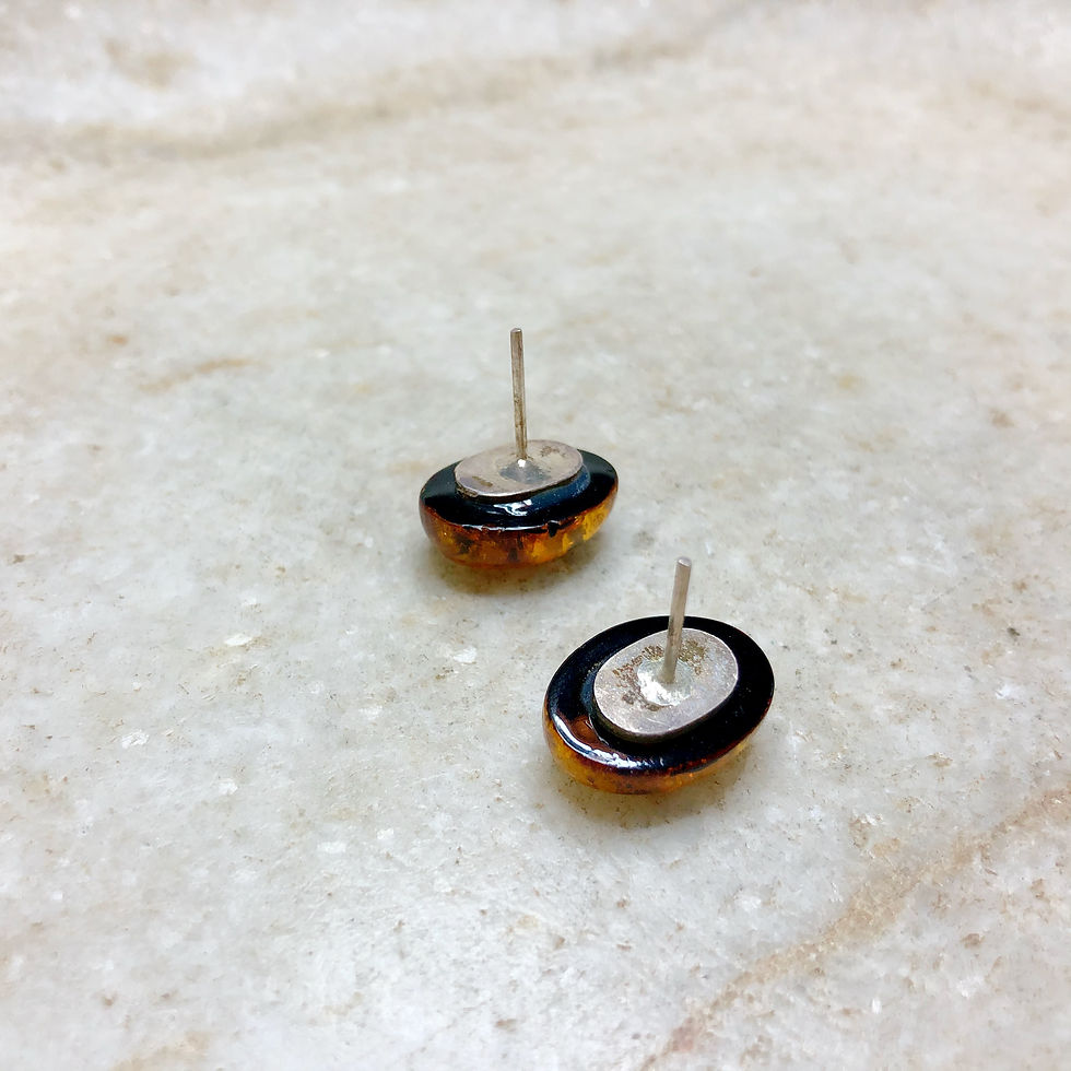 Thumbnail: Amber silver stud earrings