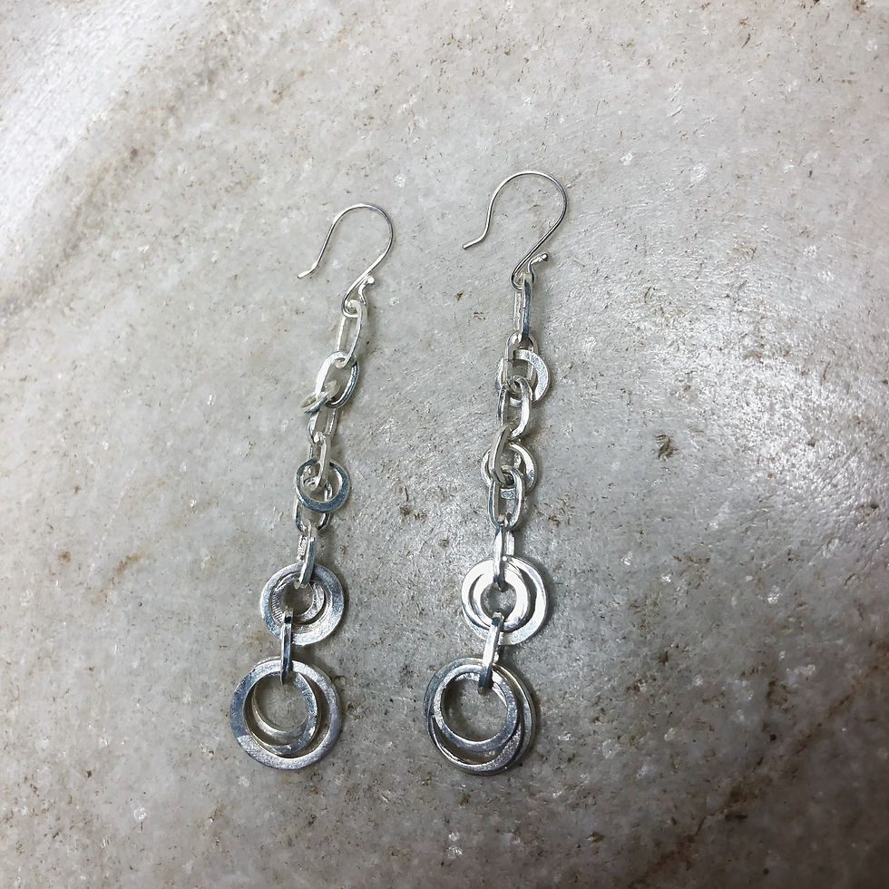 Thumbnail: Falling circles silver earrings