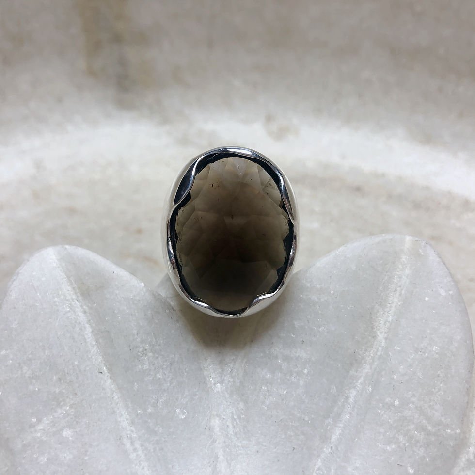 Smoky quartz silver ring