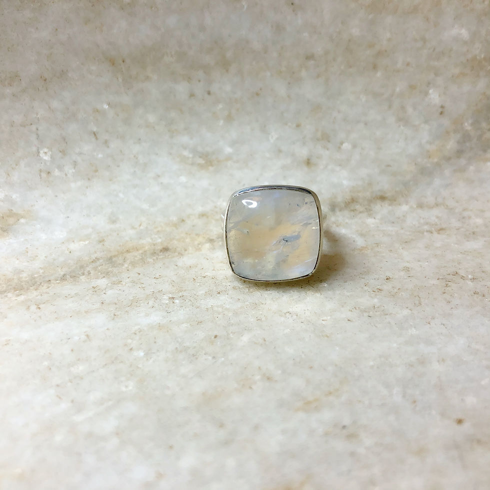 Rainbow moonstone silver ring