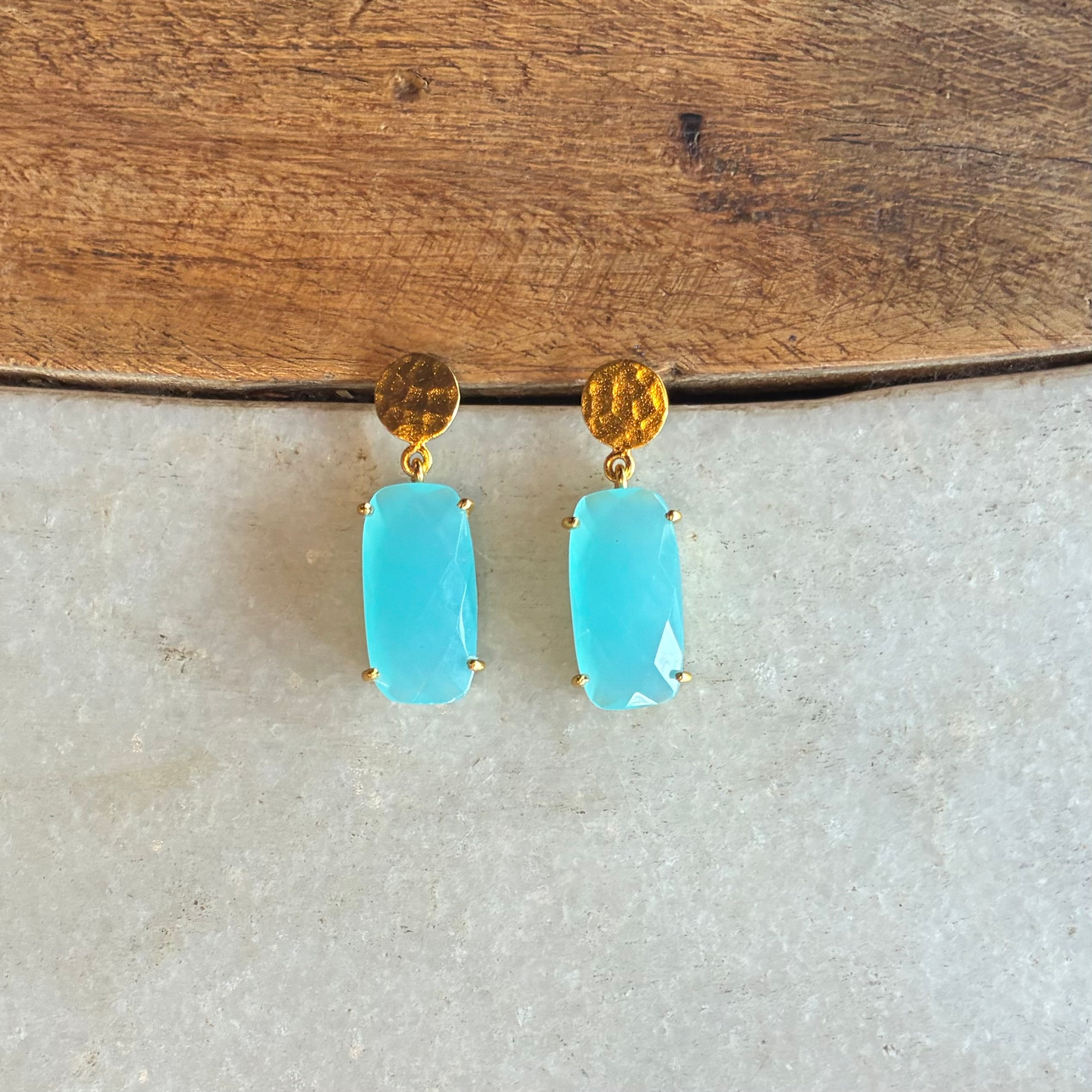Chalcedony gold earrings