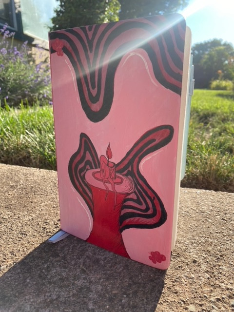 red candle handpainted journal