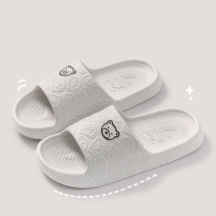 Thumbnail: Fashion Women's Slippers Indoor Soft Sole Cartoon Bear Print Slides Bathroom EVA