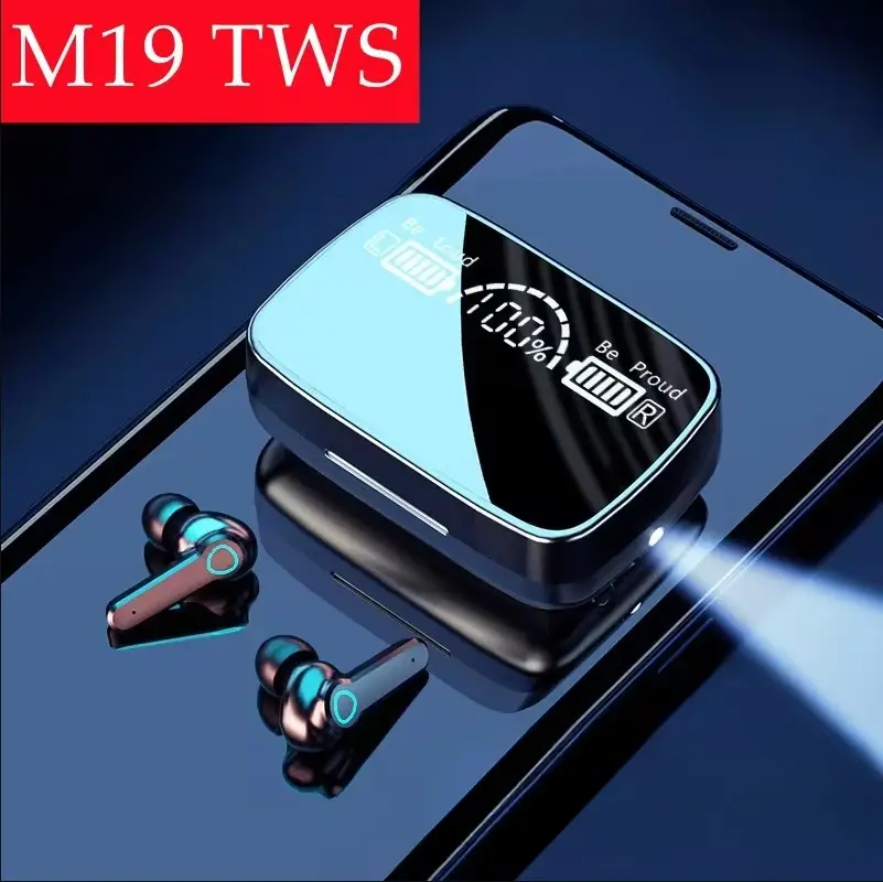 Thumbnail: M19 TWS Bluetooth Earphones with Waterproof LED Touch Control