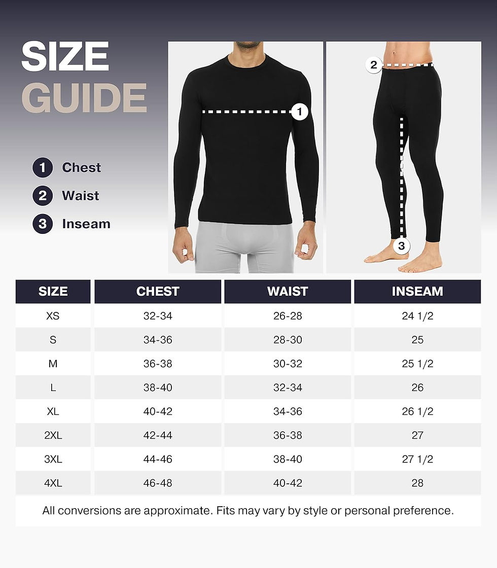 Thumbnail: Long Johns Thermal Underwear for Men Fleece Lined Base Layer Set Cold Weather