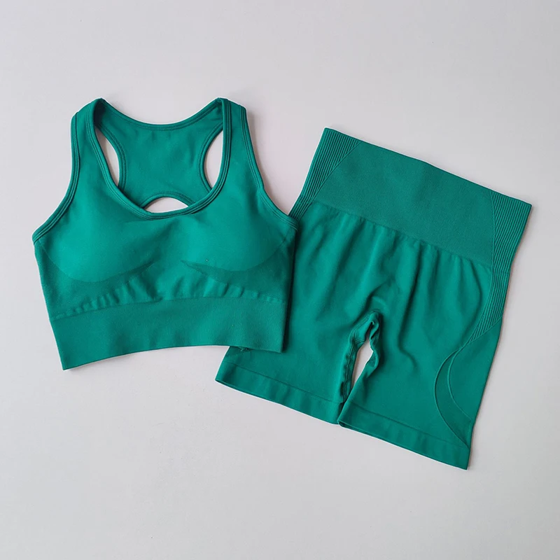 Thumbnail: Women's 2-Piece Yoga Set: Sport Bra & High Waist Shorts Fitness Outfit