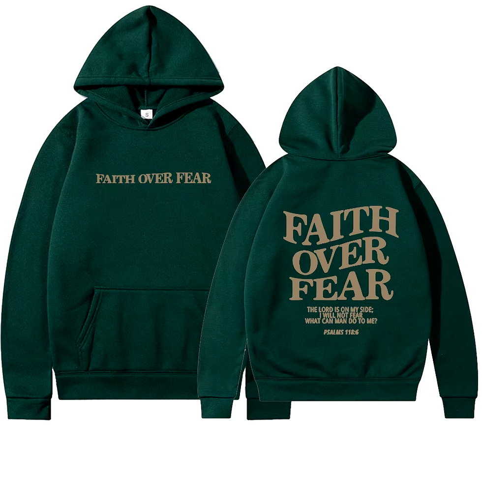 Thumbnail: Faith Over Fear Unisex Christian Hoodie with Bible Verse Design