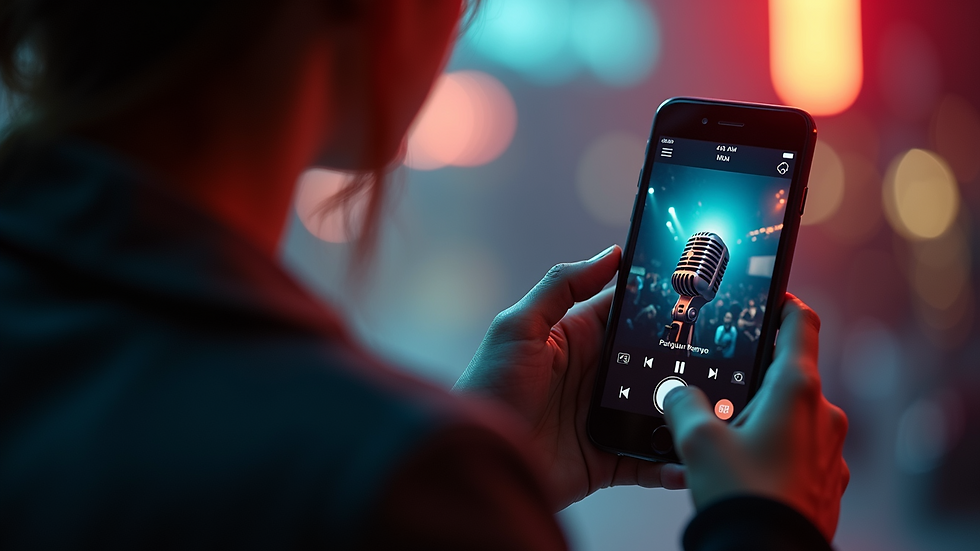 Close-up view of a karaoke application on a smartphone