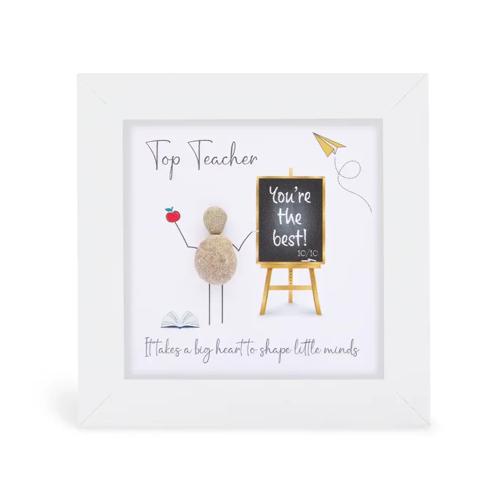 Mini Pebble Picture - Top Teacher - it takes a big heart to shape little minds