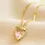 Thumbnail: Lisa Angel Pink Faceted Crystal Heart Pendant Necklace in Gold