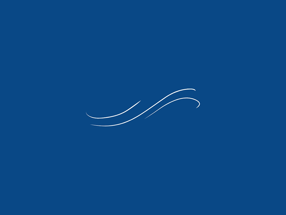 Abstract blue background with three curving white lines, suggesting movement or flow. The image has a minimalist and calm mood.