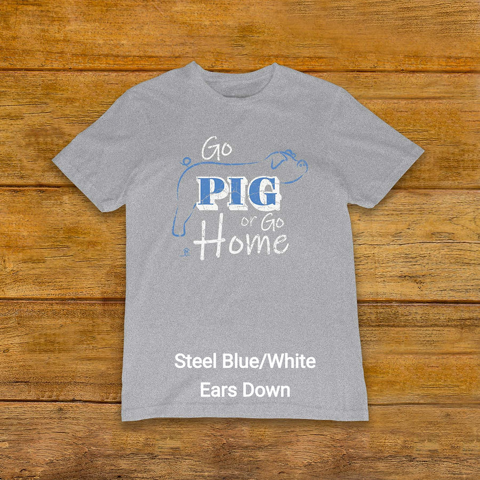 Thumbnail: T-Shirt with flop ear Livestock Show Pig | Steel Blue Graphic | Athletic Heather | Original Design by Boot House Mercantile