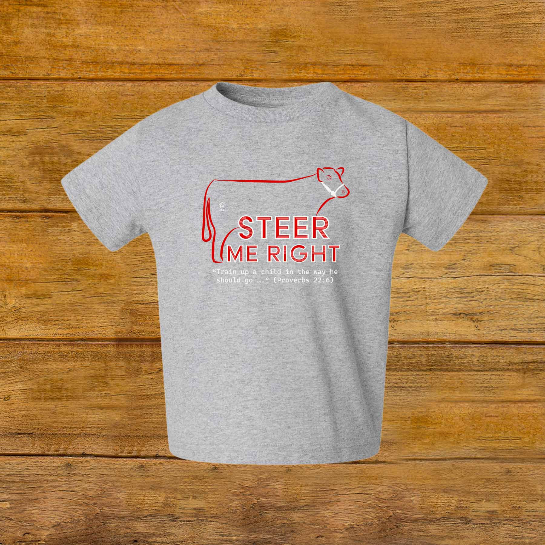 Toddler T-Shirt | Livestock Show Steer | Red Graphic | Heather | Unique Original Design by Boot House Mercantile