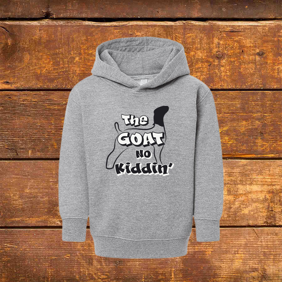 Thumbnail: Toddler Hoodie with Livestock Show Goat | Black Graphic | Heather | Unique Original Design by Boot House Mercantile