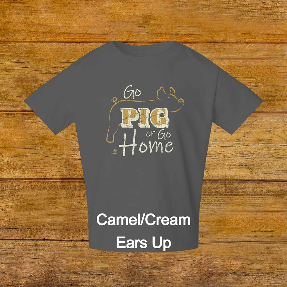 Thumbnail: Toddler T-Shirt | erect ear Livestock Show Pig | Camel Cream Graphic | Charcoal | Original Design by Boot House Mercantile