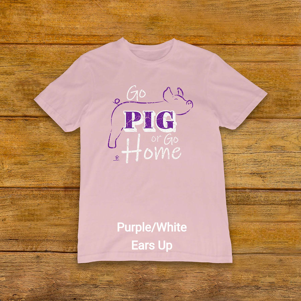 Thumbnail: T-Shirt with erect ear Livestock Show Pig | Purple Graphic | Pink | Original Design by Boot House Mercantile